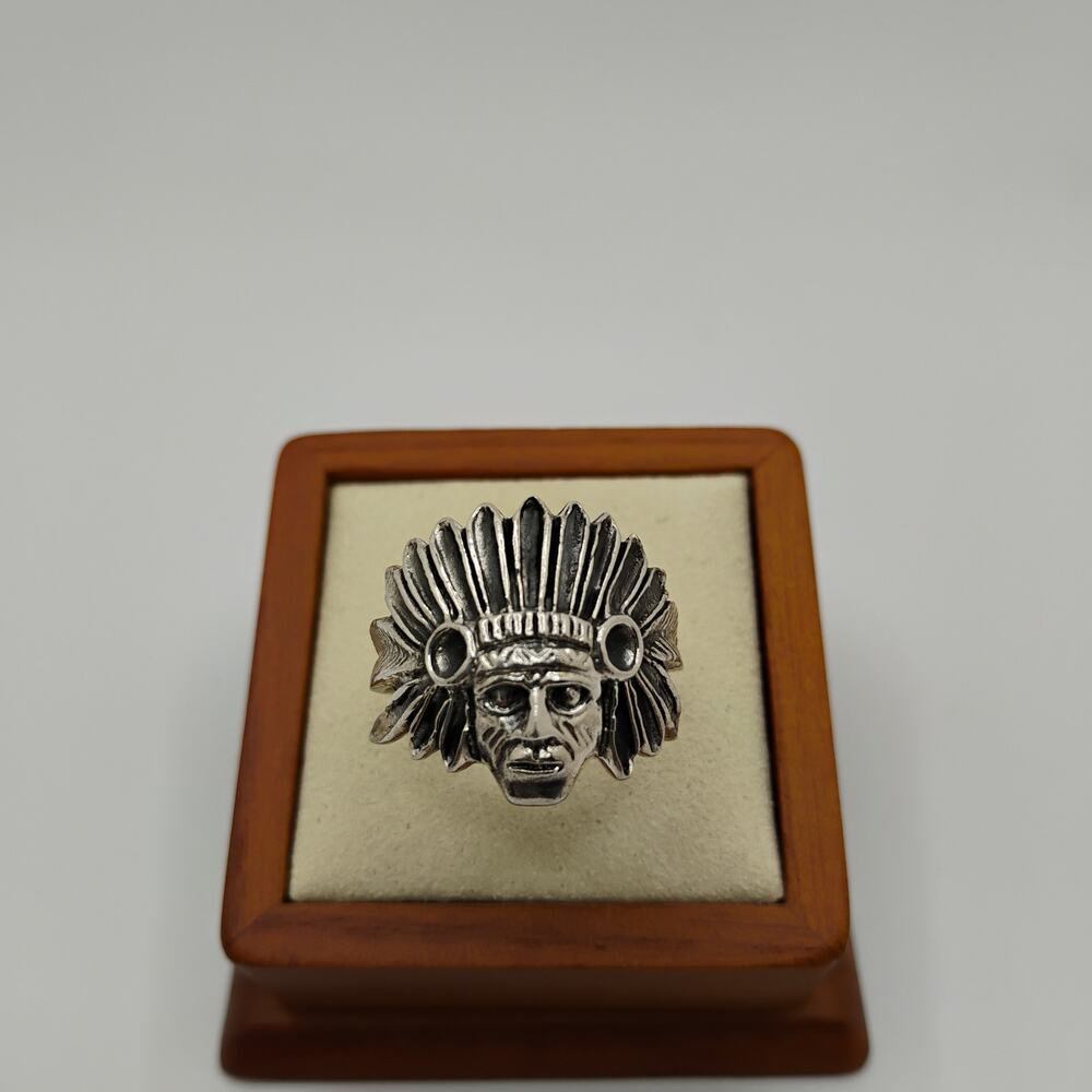 Indian Chief's Headdress in Sterling Silver Ring Size 11.5